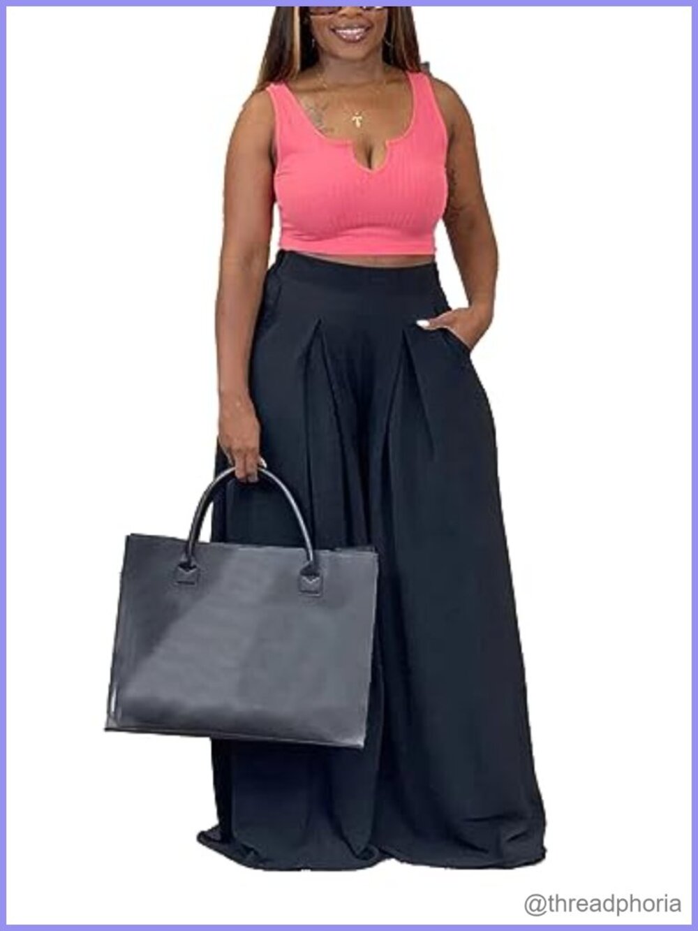 Plus Size Wide Leg Palazzo Pants for Women High Waist Lounge Pants with Pockets